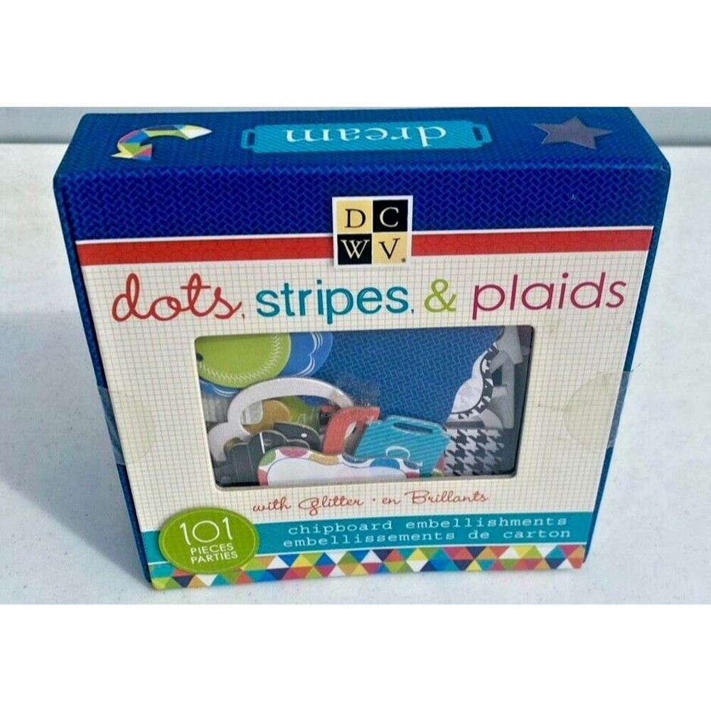 THE DOTS, STRIPES & PLAIDS with Glitter, Premium Card Craft Scrapbook 101 Pieces